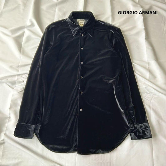GIORGIO ARMANI Velvet Long Sleeve Shirt M #QY3FLQ