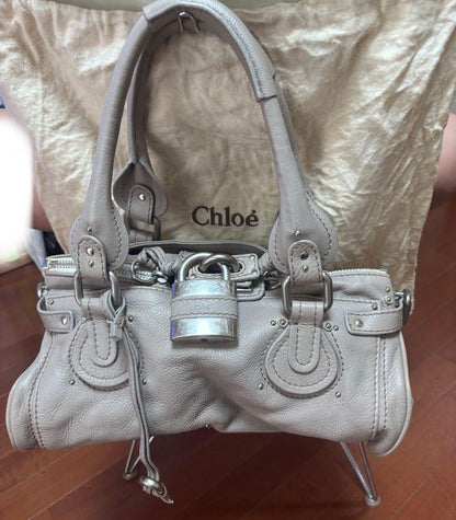 Chloe Paddington handbag, gray/beige, with key. #QY0WHQ