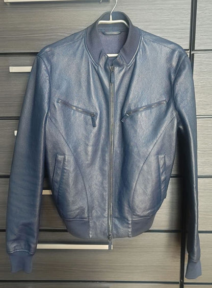 =Giorgio Armani= Leather blouson rider's jacket #PFI87A