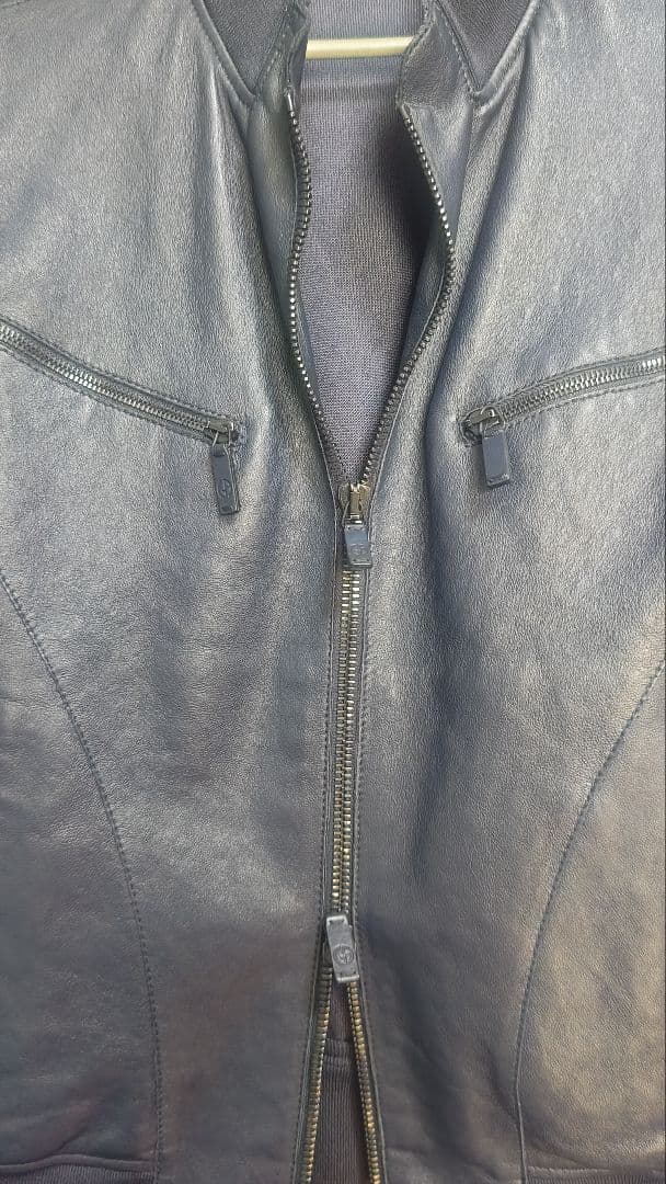 =Giorgio Armani= Leather blouson rider's jacket #PFI87A