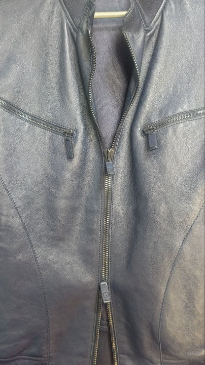 =Giorgio Armani= Leather blouson rider's jacket #PFI87A