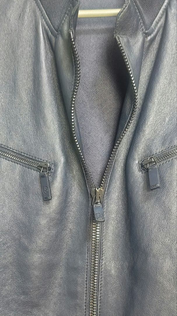=Giorgio Armani= Leather blouson rider's jacket #PFI87A