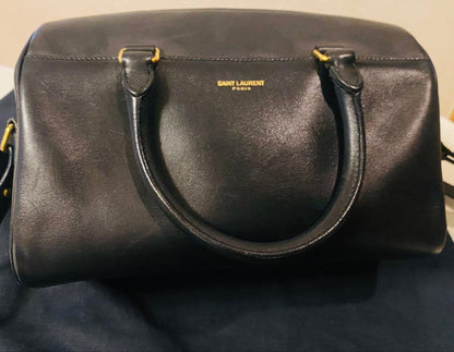 Saint Laurent Paris Black Leather Handbag w/ Shoulder Strap #QYD4EY