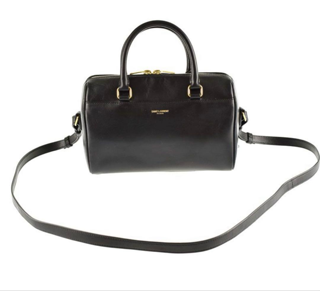 Saint Laurent Paris Black Leather Handbag w/ Shoulder Strap #QYD4EY