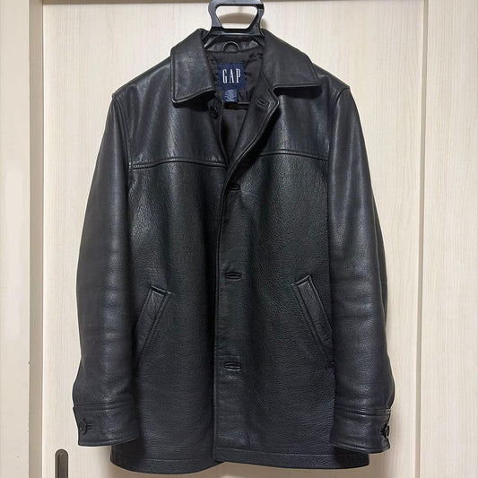 Old Gap leather XS car coat worn by Kunichi Nomura #QY4Q2C