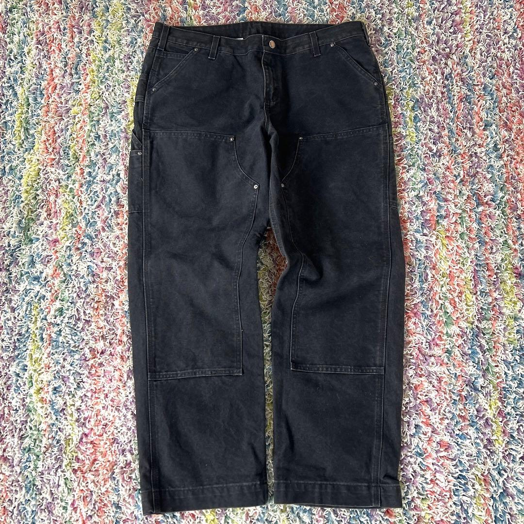 Carhartt Double Knee Work Pants, Duck Fabric, Black, XL #QYCOQU