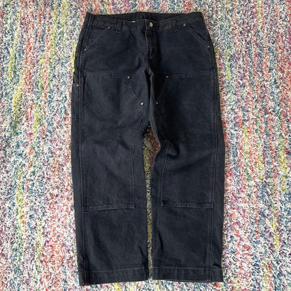 Carhartt Double Knee Work Pants, Duck Fabric, Black, XL #QYCOQU