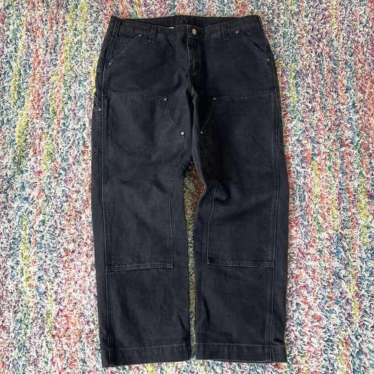 Carhartt Double Knee Work Pants, Duck Fabric, Black, XL #QYCOQU