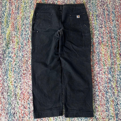 Carhartt Double Knee Work Pants, Duck Fabric, Black, XL #QYCOQU