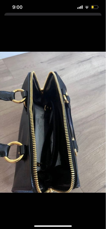 MIU MIU Black Leather Handbag Gold Hardware Model 52797 Mint #QY1RRX