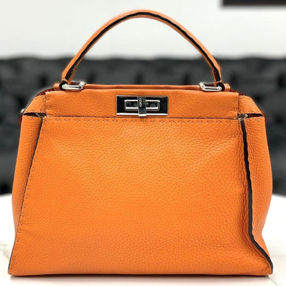 FENDI Peekaboo Regular Selleria 2way Bag Orange 8BN290 #QYAXJT