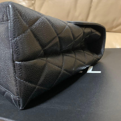 CHANEL Vintage Matelasse Caviar Skin Handbag Black 27x25cm Authentic #QY319K