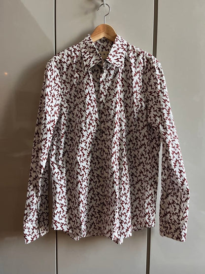 MARNI long-sleeved shirt in brick-red zigzag #QY9FP9