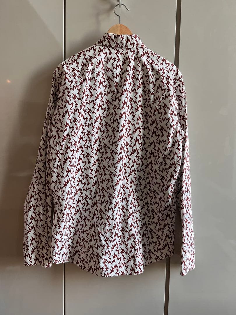 MARNI long-sleeved shirt in brick-red zigzag #QY9FP9