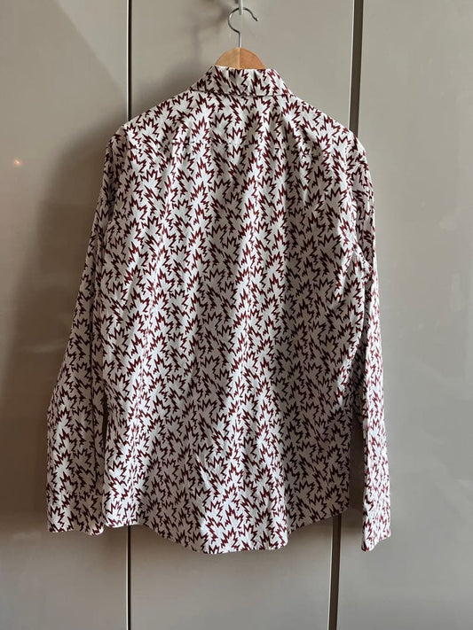 MARNI long-sleeved shirt in brick-red zigzag #QY9FP9