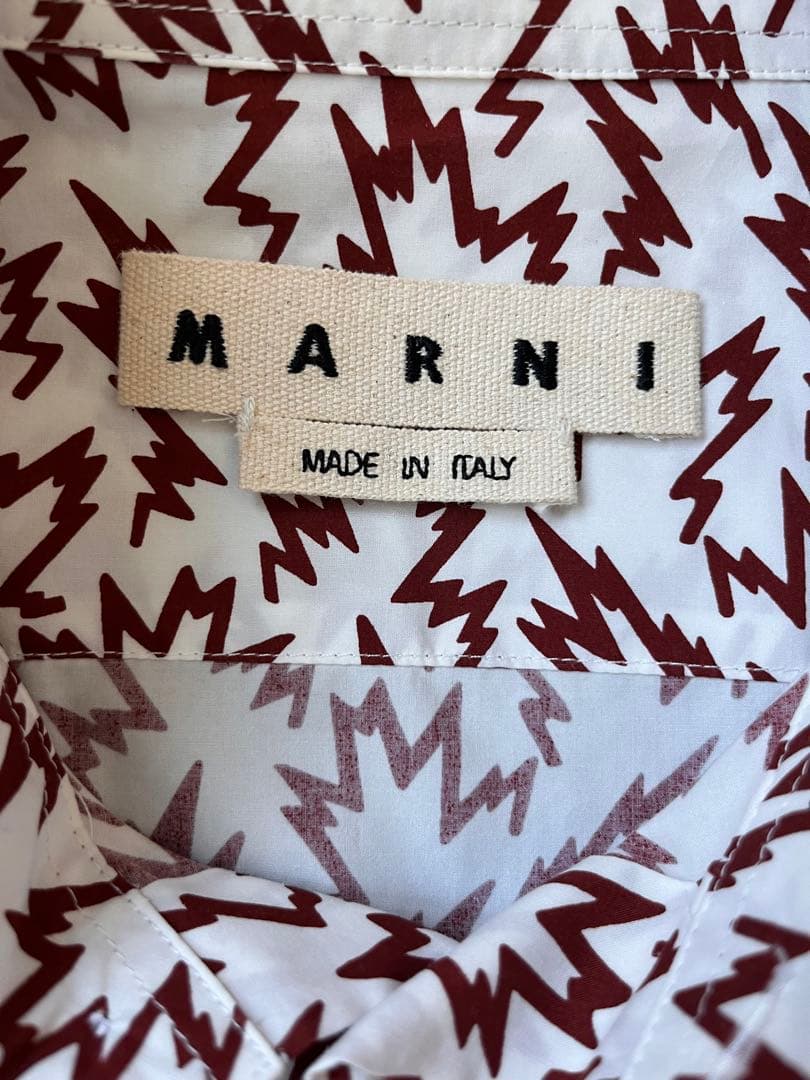 MARNI long-sleeved shirt in brick-red zigzag #QY9FP9