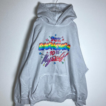 BALENCIAGA Rainbow Distressed Paint Hoodie in Gray #QY0GQM