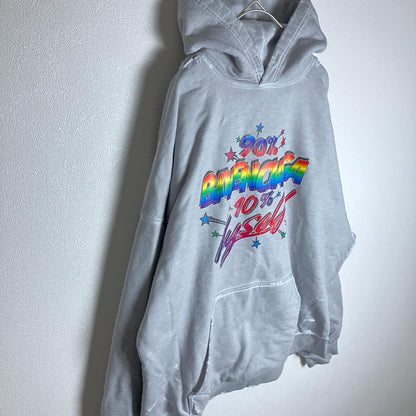 BALENCIAGA Rainbow Distressed Paint Hoodie in Gray #QY0GQM