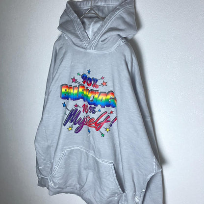 BALENCIAGA Rainbow Distressed Paint Hoodie in Gray #QY0GQM