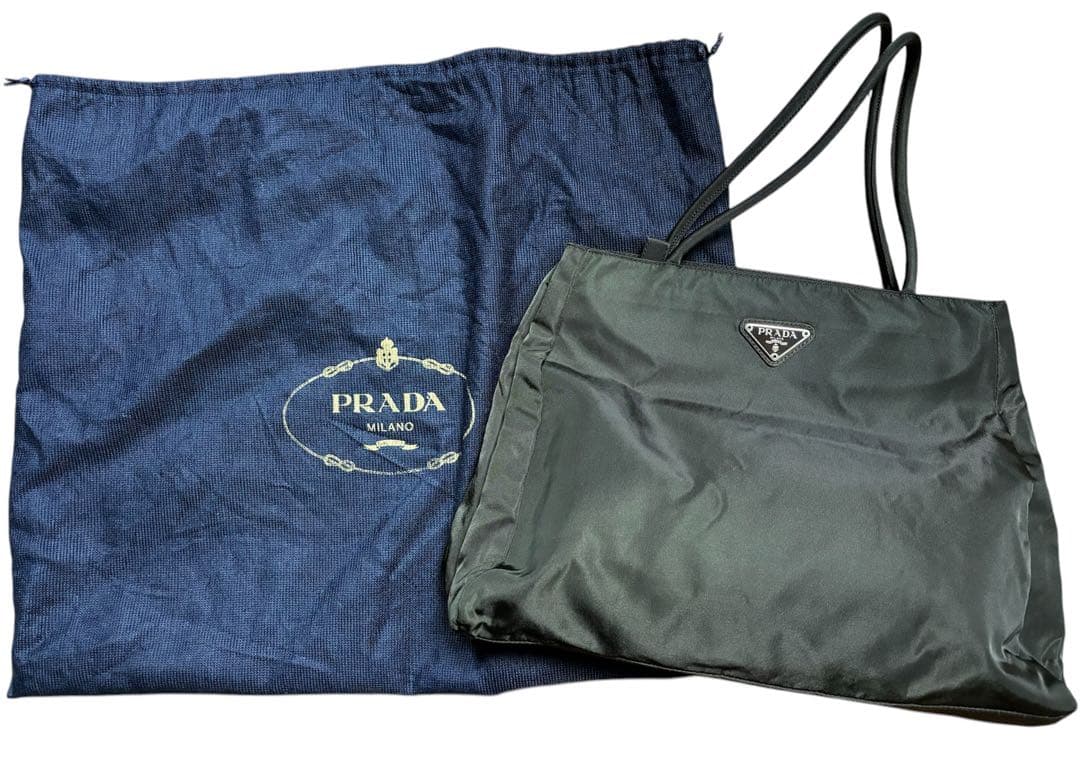 PRADA Triangle Logo Nylon Handbag Brown Two Compartments Zip Pockets W31 #QYDBPV