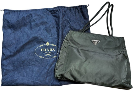 PRADA Triangle Logo Nylon Handbag Brown Two Compartments Zip Pockets W31 #QYDBPV