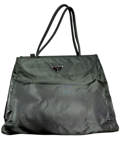 PRADA Triangle Logo Nylon Handbag Brown Two Compartments Zip Pockets W31 #QYDBPV