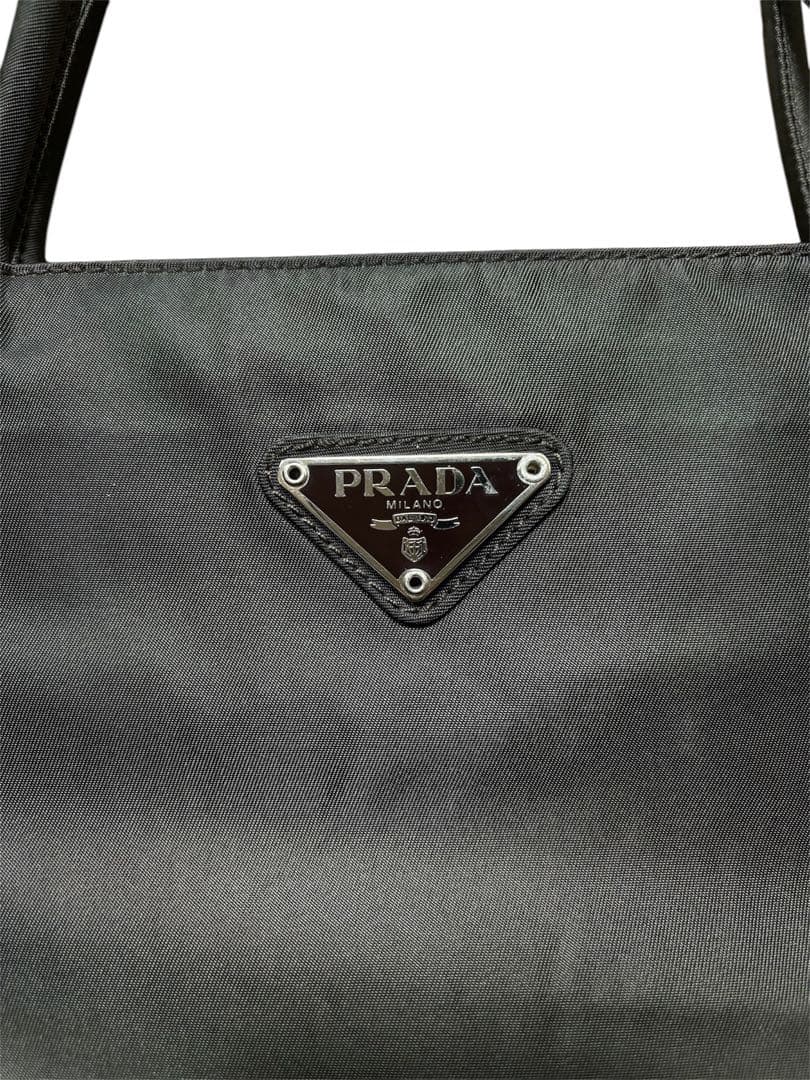 PRADA Triangle Logo Nylon Handbag Brown Two Compartments Zip Pockets W31 #QYDBPV