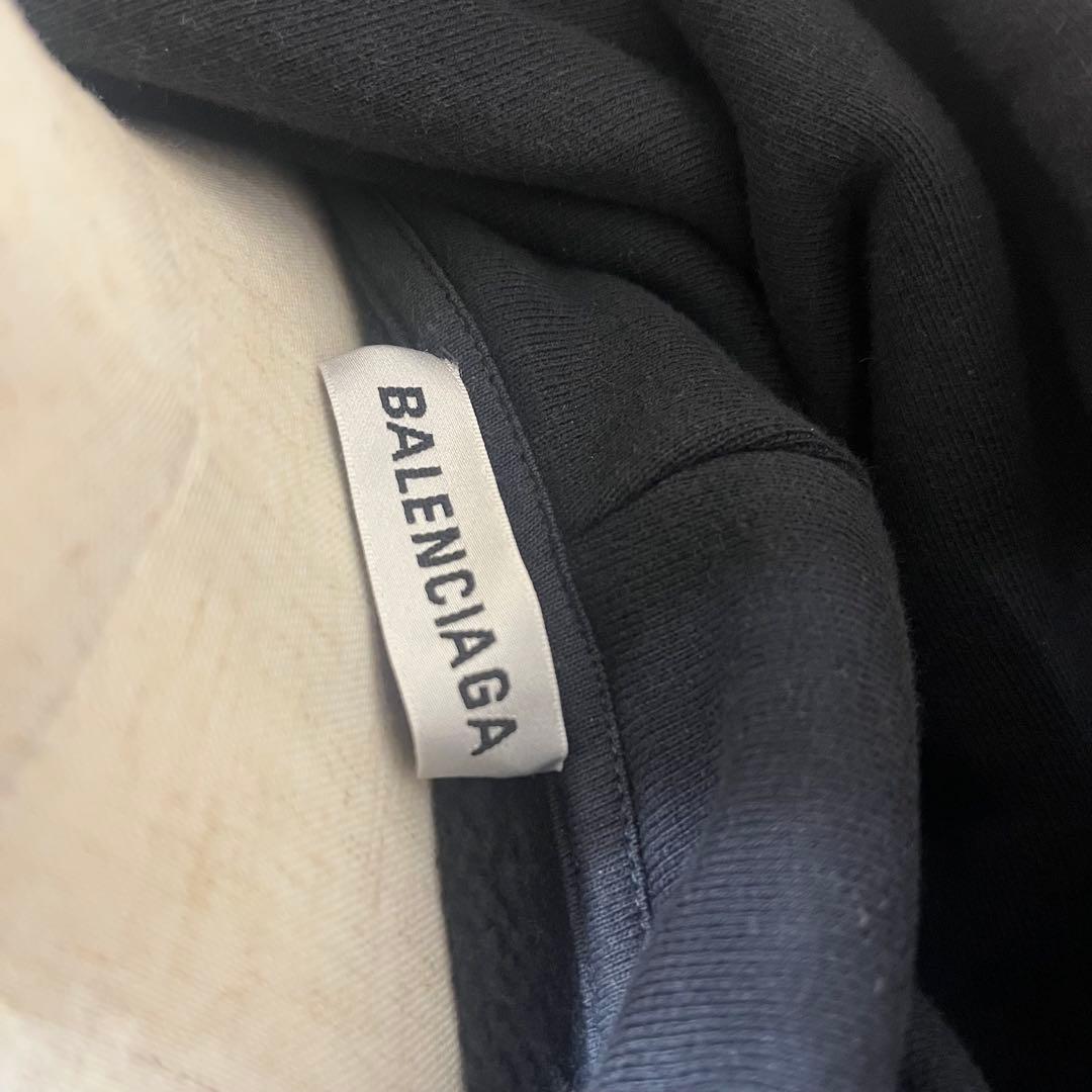 BALENCIAGA Hoodie with Tonal Logo on Back, Black, Size S #QY4ANZ