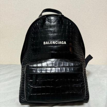BALENCIAGA EVERYDAY Backpack Crocodile Style Black #QY7AFJ