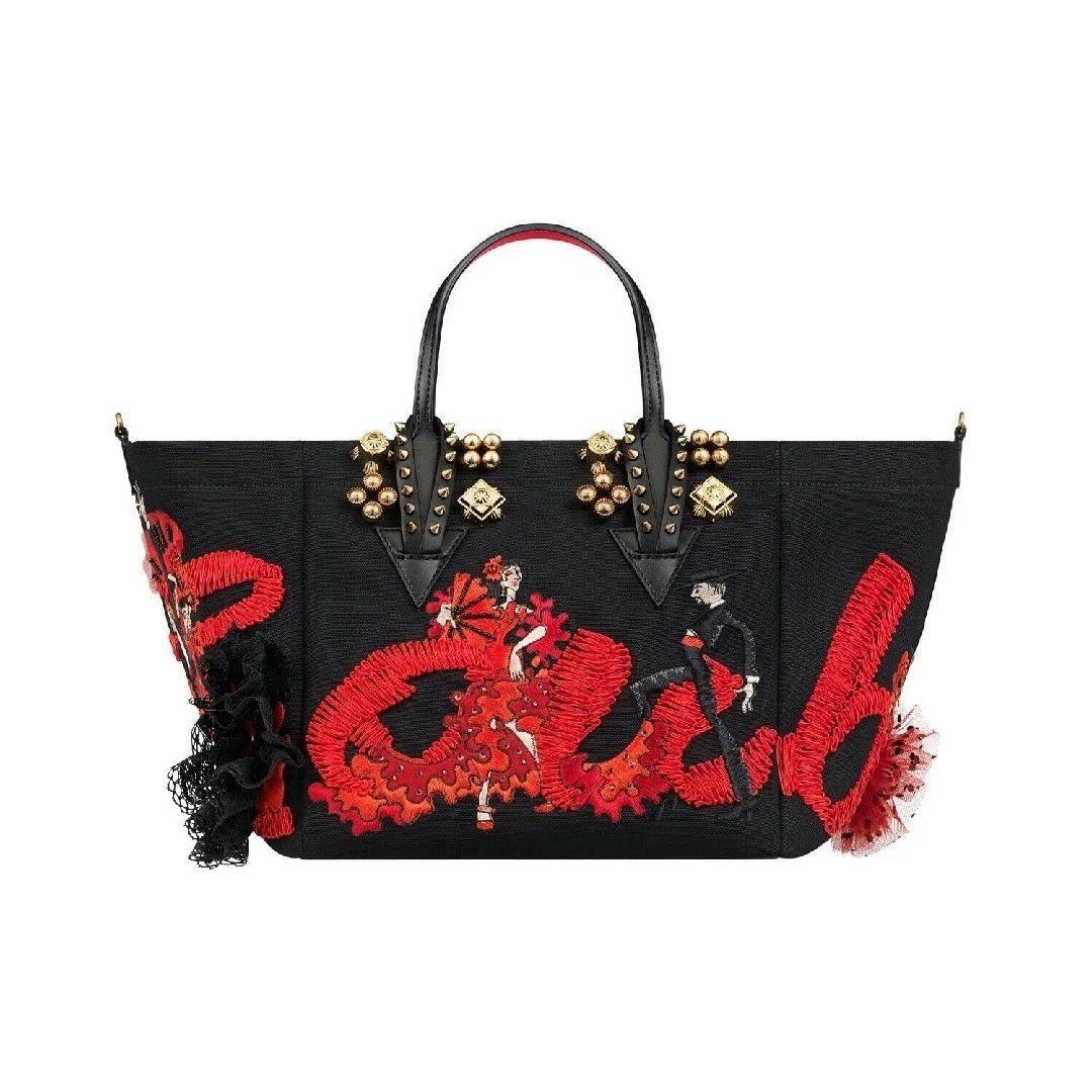 Christian Louboutin Flamencaba Red Tote Bag Used Mint #QYC069
