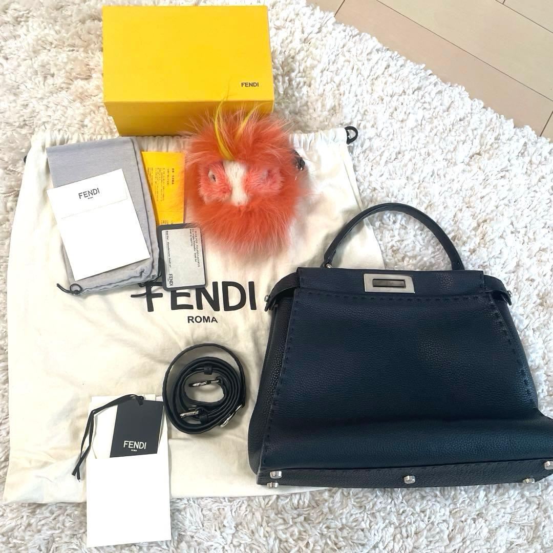 FENDI Peekaboo Stitch Bag in Black #QYB69Q