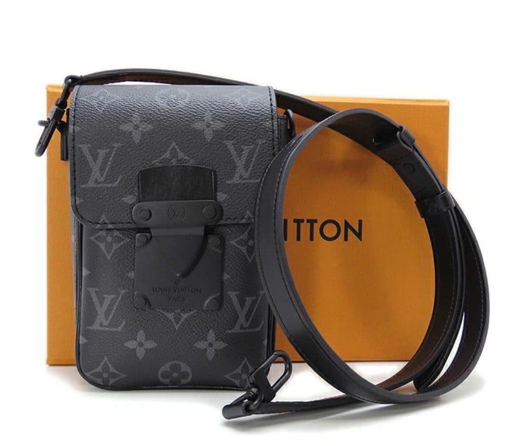 LOUIS VUITTON S-Lock Vertical Wearable Wallet Black Canvas #QY4PYU
