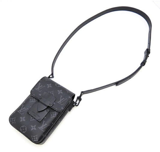LOUIS VUITTON S-Lock Vertical Wearable Wallet Black Canvas #QY4PYU