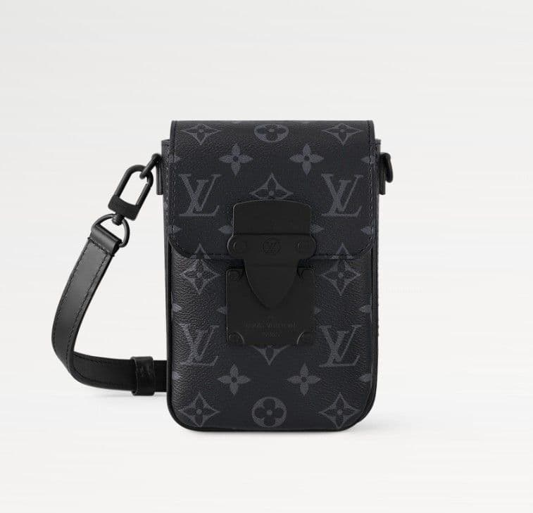 LOUIS VUITTON S-Lock Vertical Wearable Wallet Black Canvas #QY4PYU