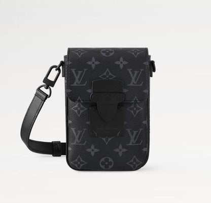 LOUIS VUITTON S-Lock Vertical Wearable Wallet Black Canvas #QY4PYU