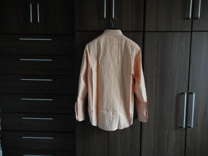 HERMES button-down shirt, check pattern, Serie gold buttons, cleaned #PC7XRK