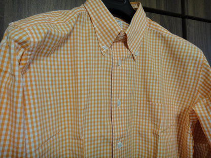 HERMES button-down shirt, check pattern, Serie gold buttons, cleaned #PC7XRK