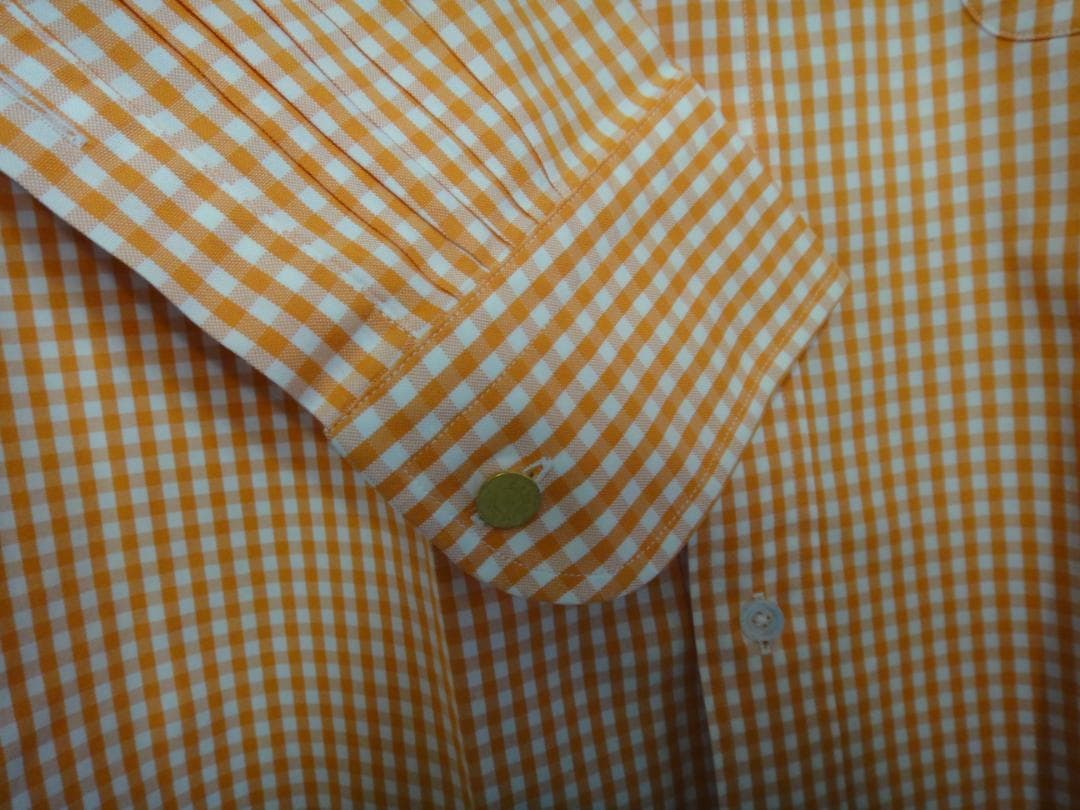HERMES button-down shirt, check pattern, Serie gold buttons, cleaned #PC7XRK