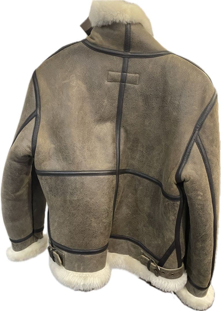 Liugoo Leathers Mouton Flight Jacket B-3 Genuine Leather L #QY3FNU