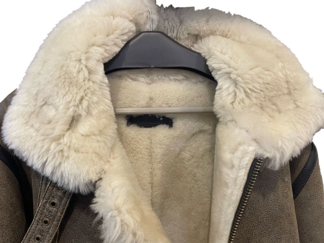 Liugoo Leathers Mouton Flight Jacket B-3 Genuine Leather L #QY3FNU