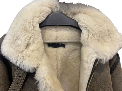 Liugoo Leathers Mouton Flight Jacket B-3 Genuine Leather L #QY3FNU