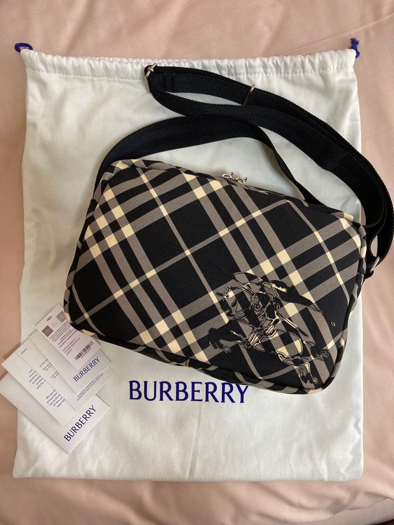 BURBERRY checked shoulder bag Black Nylon #QYCNHM