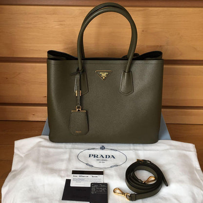 PRADA PRADA Double Handbag Black Calf #QYGC0K