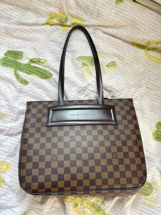 LOUIS VUITTON Damier Ebene Brown Magnet Closure Tote Bag #PC3GPG