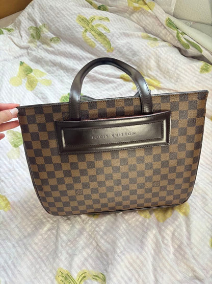 LOUIS VUITTON Damier Ebene Brown Magnet Closure Tote Bag #PC3GPG