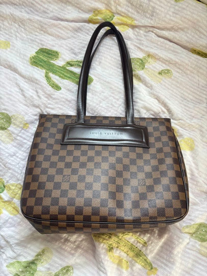 LOUIS VUITTON Damier Ebene Brown Magnet Closure Tote Bag #PC3GPG