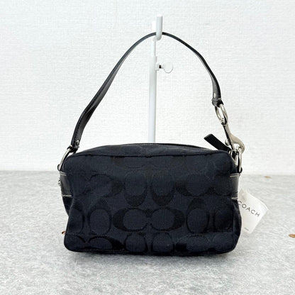 COACH Signature Black Mini Satchel Rare Turnlock #QY3W3T
