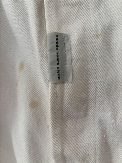 80's Levi's 501 white jeans with machine-stitched pattern, size 36 #QOAXQR