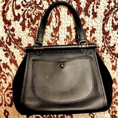 COACH Black Suede Shoulder Bag Used Mint #QYJIR3