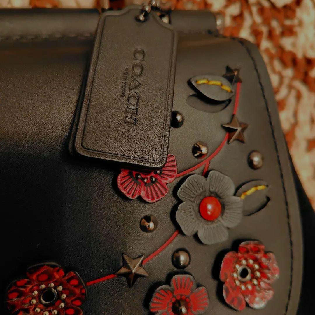 COACH Black Suede Shoulder Bag Used Mint #QYJIR3